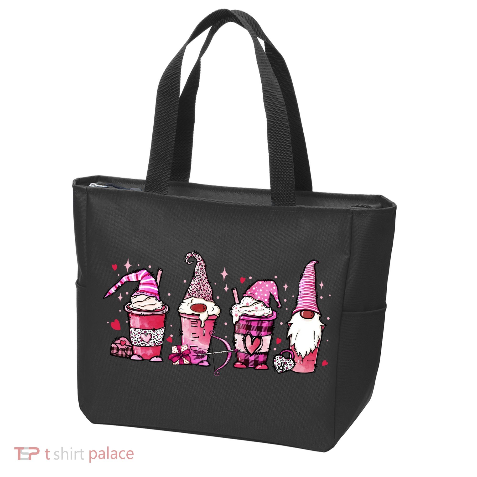 Valentine Gnomes Drink Coffee Latte Valentine Tote Bag