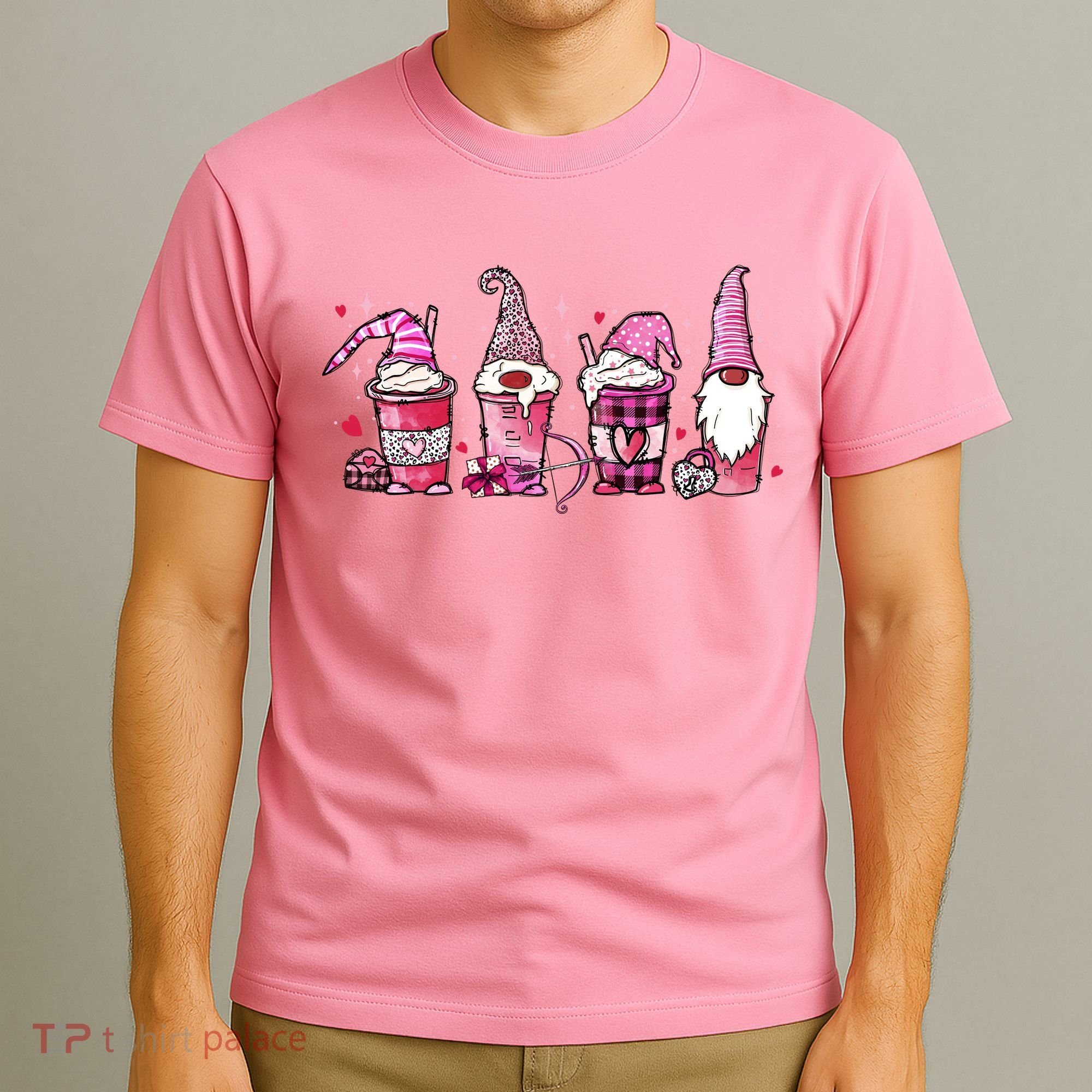 Valentine Gnomes Drink Coffee Latte Valentine T-Shirt