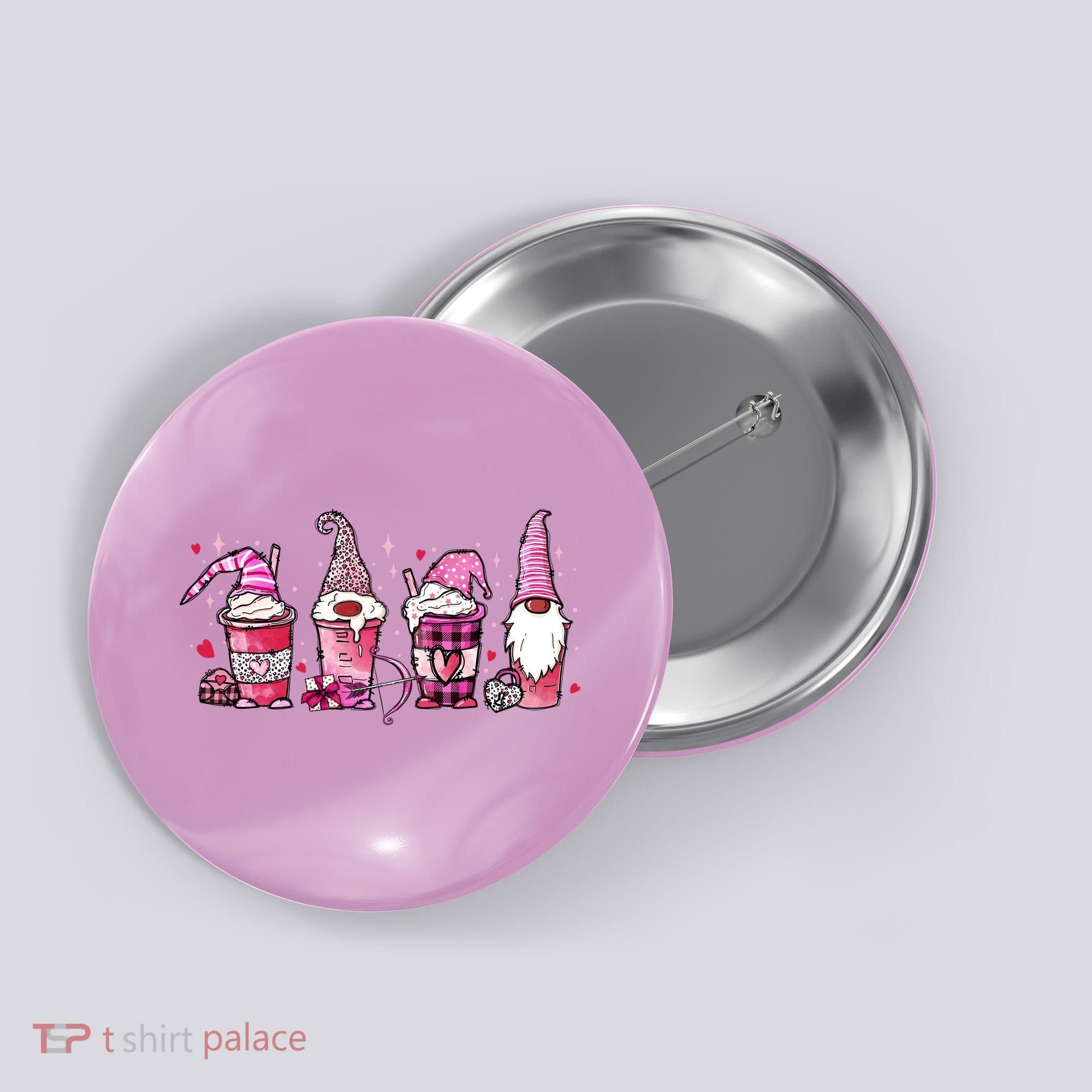Valentine Gnomes Drink Coffee Latte Valentine Button