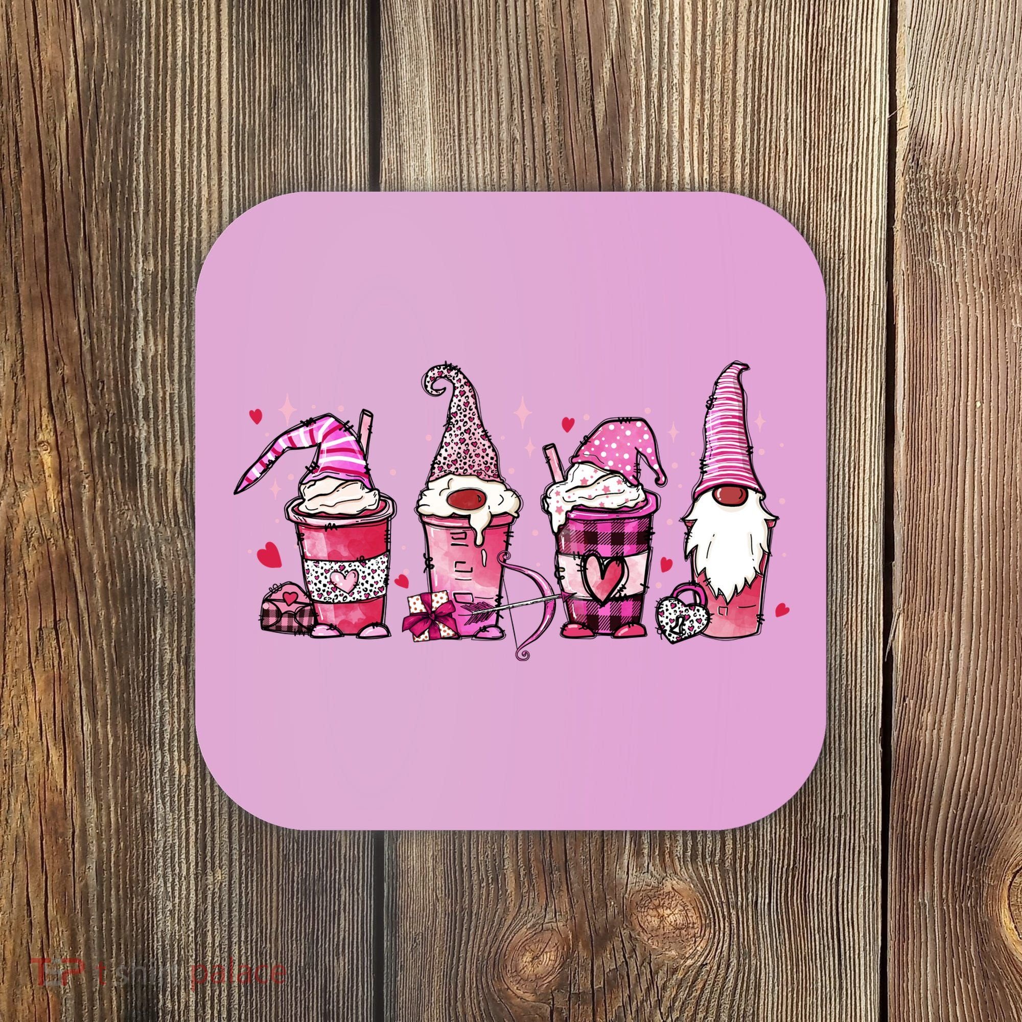 Valentine Gnomes Drink Coffee Latte Valentine Coaster