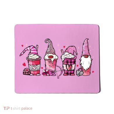Valentine Gnomes Drink Coffee Latte Valentine Mousepad
