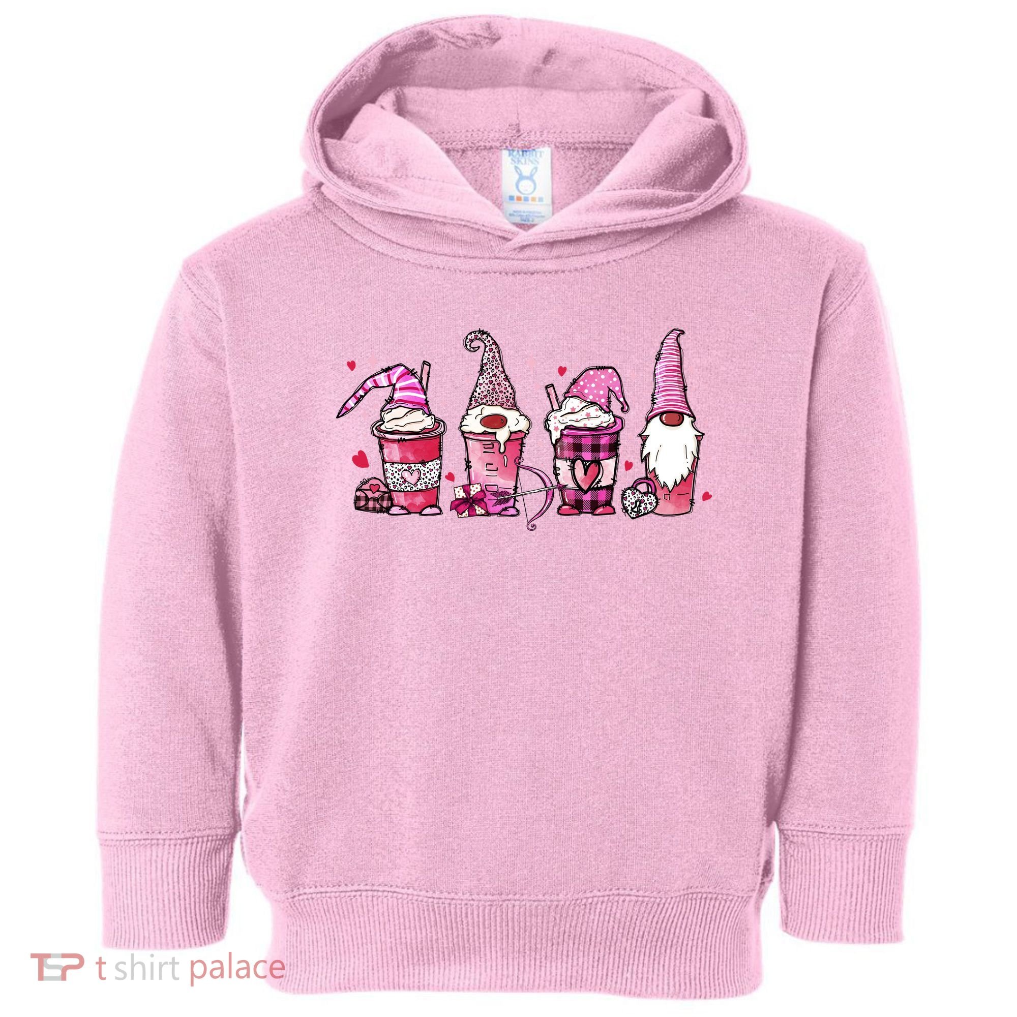 Valentine Gnomes Drink Coffee Latte Valentine Toddler Hoodie