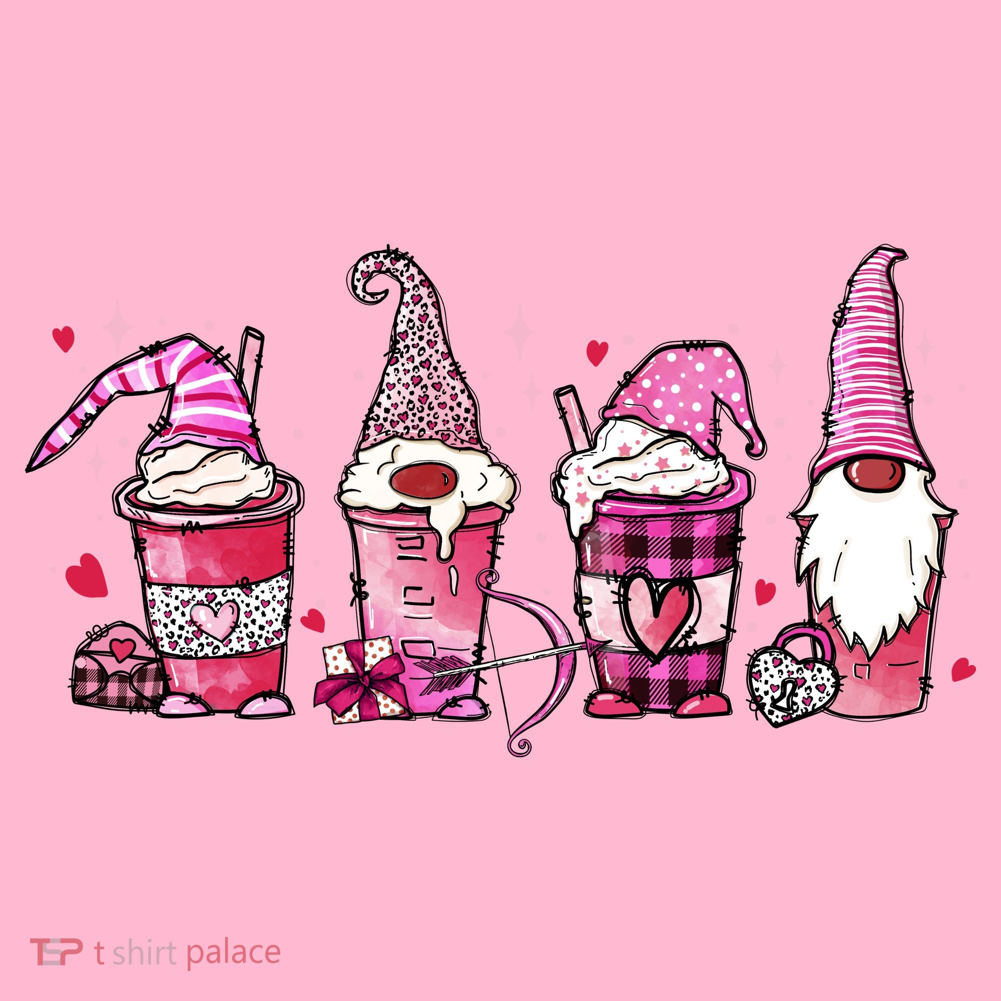 Valentine Gnomes Drink Coffee Latte Valentine Toddler Hoodie