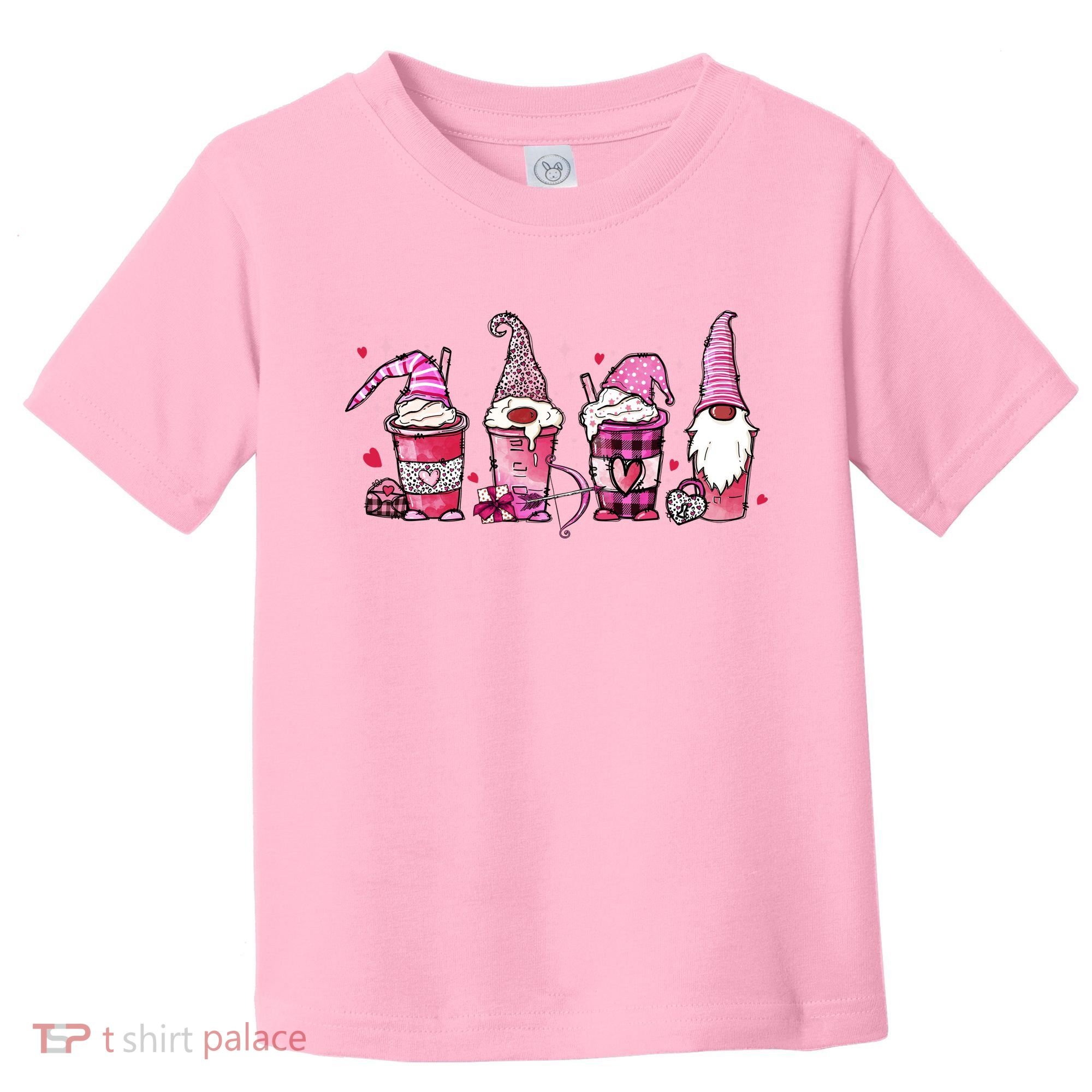 Valentine Gnomes Drink Coffee Latte Valentine Toddler T-Shirt