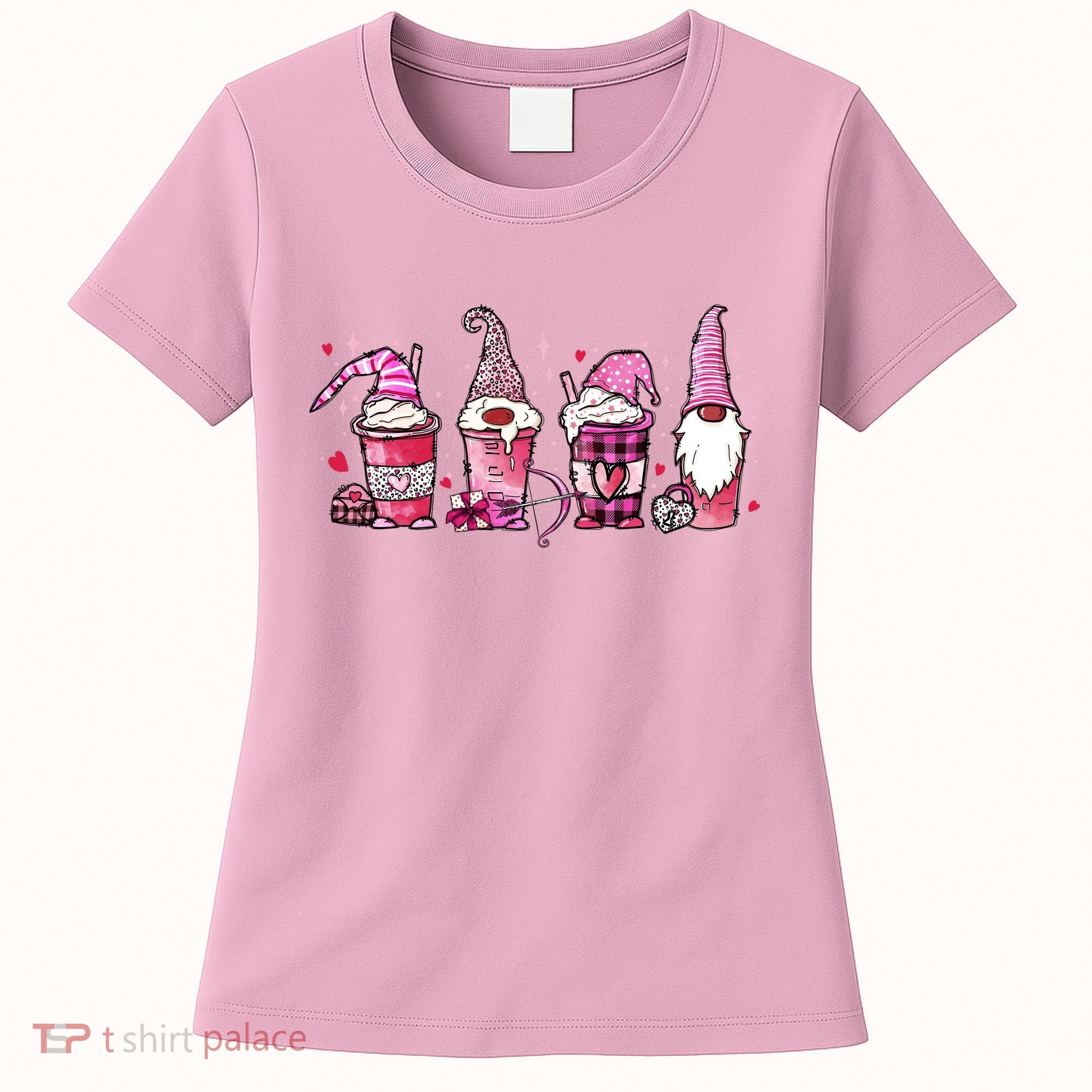 Valentine Gnomes Drink Coffee Latte Valentine Women's T-Shirt