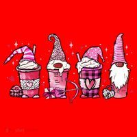 Valentine Gnomes Drink Coffee Latte Valentine Santa Hat thumb 1