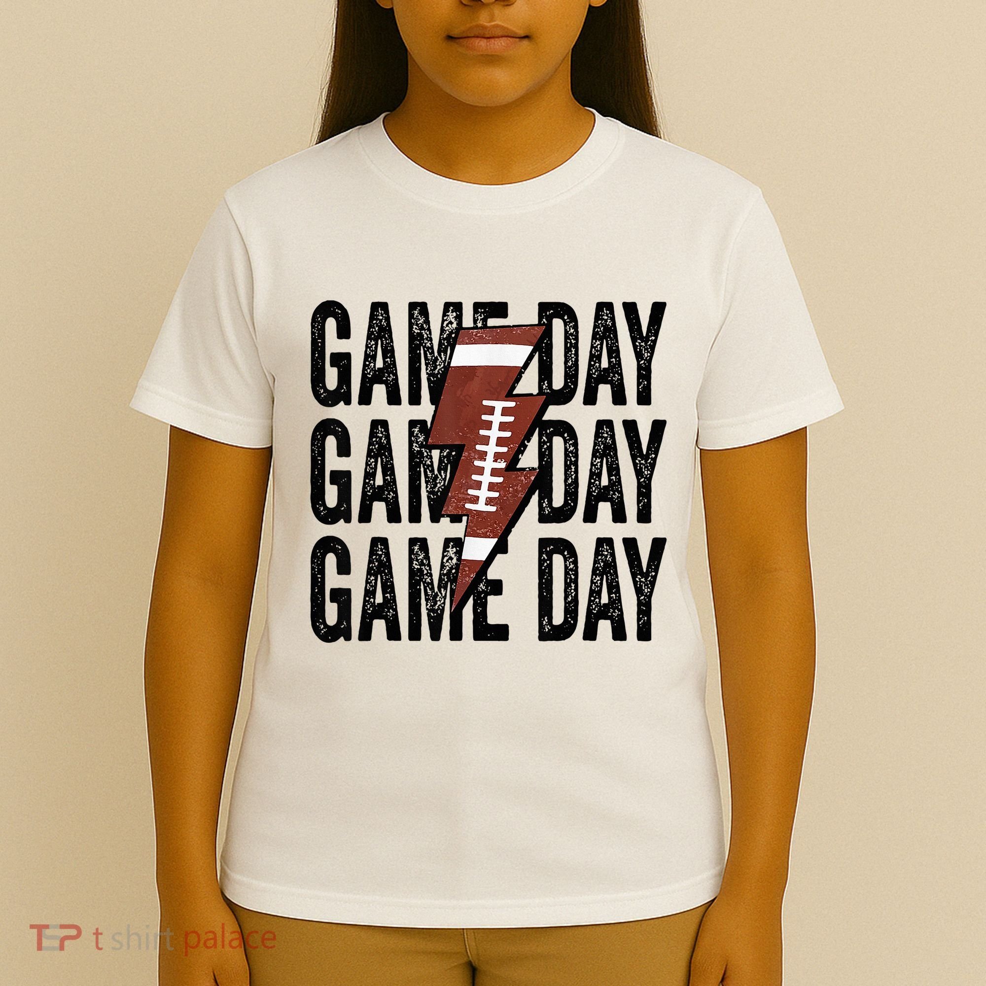 Vintage Game Day Football Lightning Bolt Funny Team Sport T-Shirt