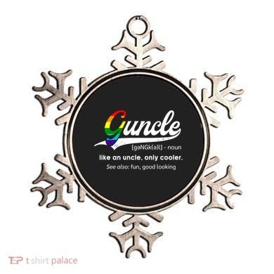 Vintage Guncle Definition Rainbow Flag Lgbtq Pride Uncle Funny Gift Ornament