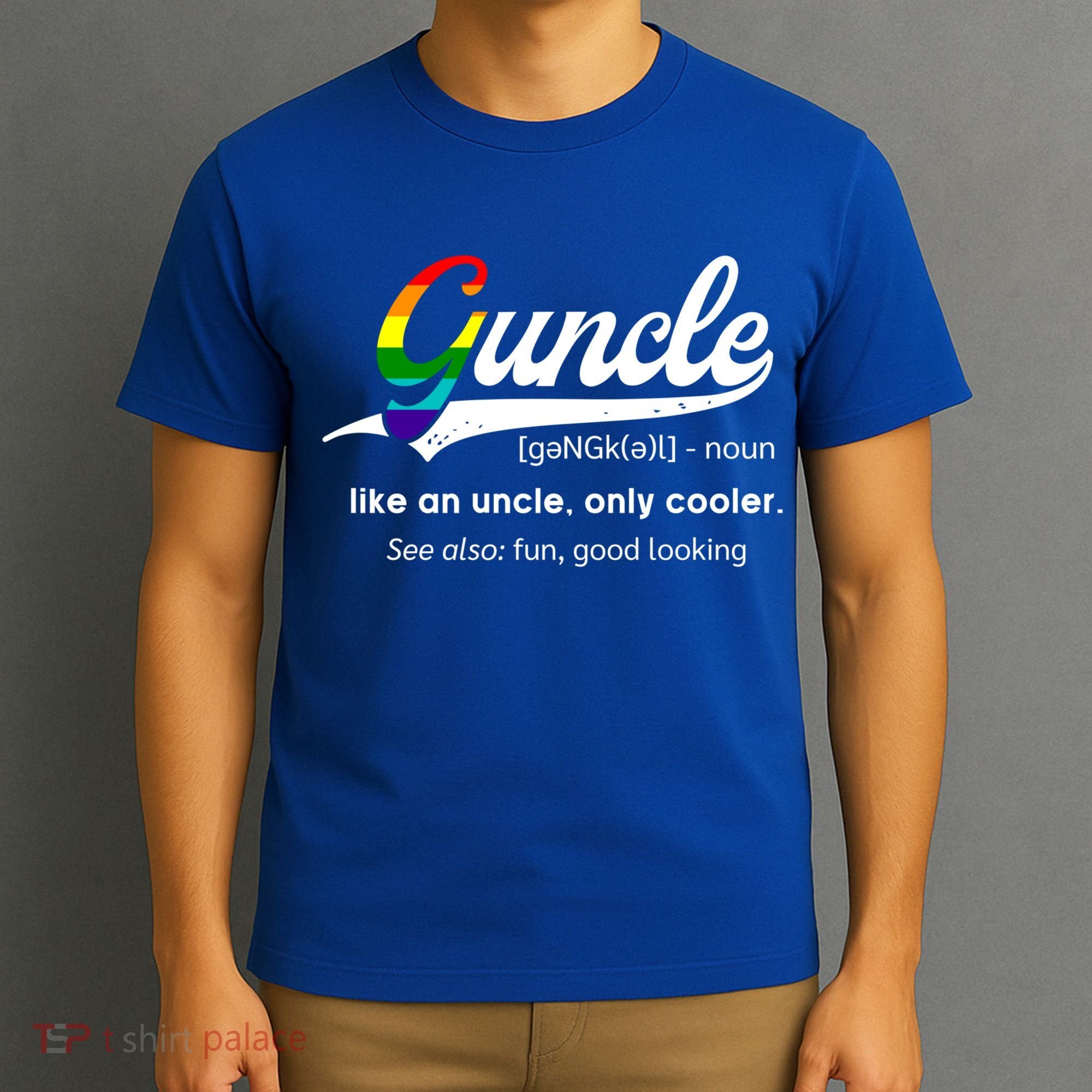 Vintage Guncle Definition Rainbow Flag Lgbtq Pride Uncle Funny Gift T-Shirt