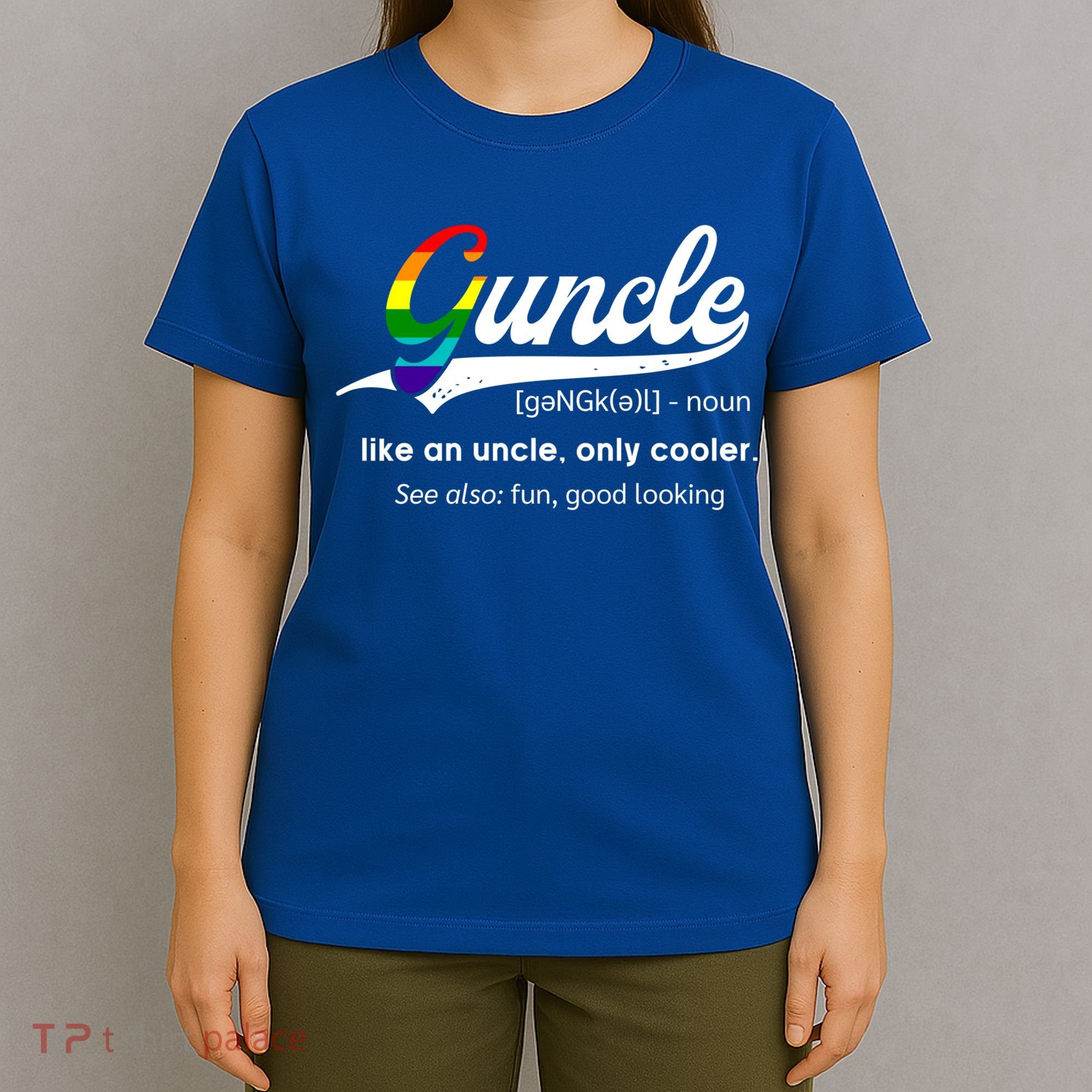 Vintage Guncle Definition Rainbow Flag Lgbtq Pride Uncle Funny Gift T-Shirt
