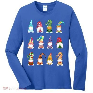 Valentine's Gnome Gift St Patrick's Gnomies Easter Gift Spring Gnomes Gift Women's Long Sleeve Shirt