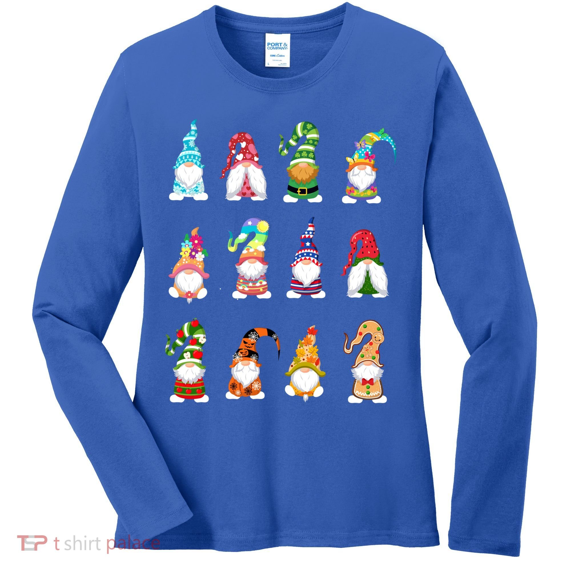 Valentine's Gnome Gift St Patrick's Gnomies Easter Gift Spring Gnomes Gift Women's Long Sleeve Shirt