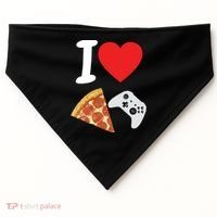 Video Games Gamer Love Pizza Cheese Boys Slice Controller Cute Gift USA-Made Doggie Bandana thumb 0