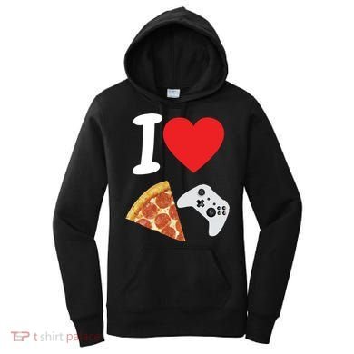 Video Games Gamer Love Pizza Cheese Boys Slice Controller Cute Gift Women's Hoodie