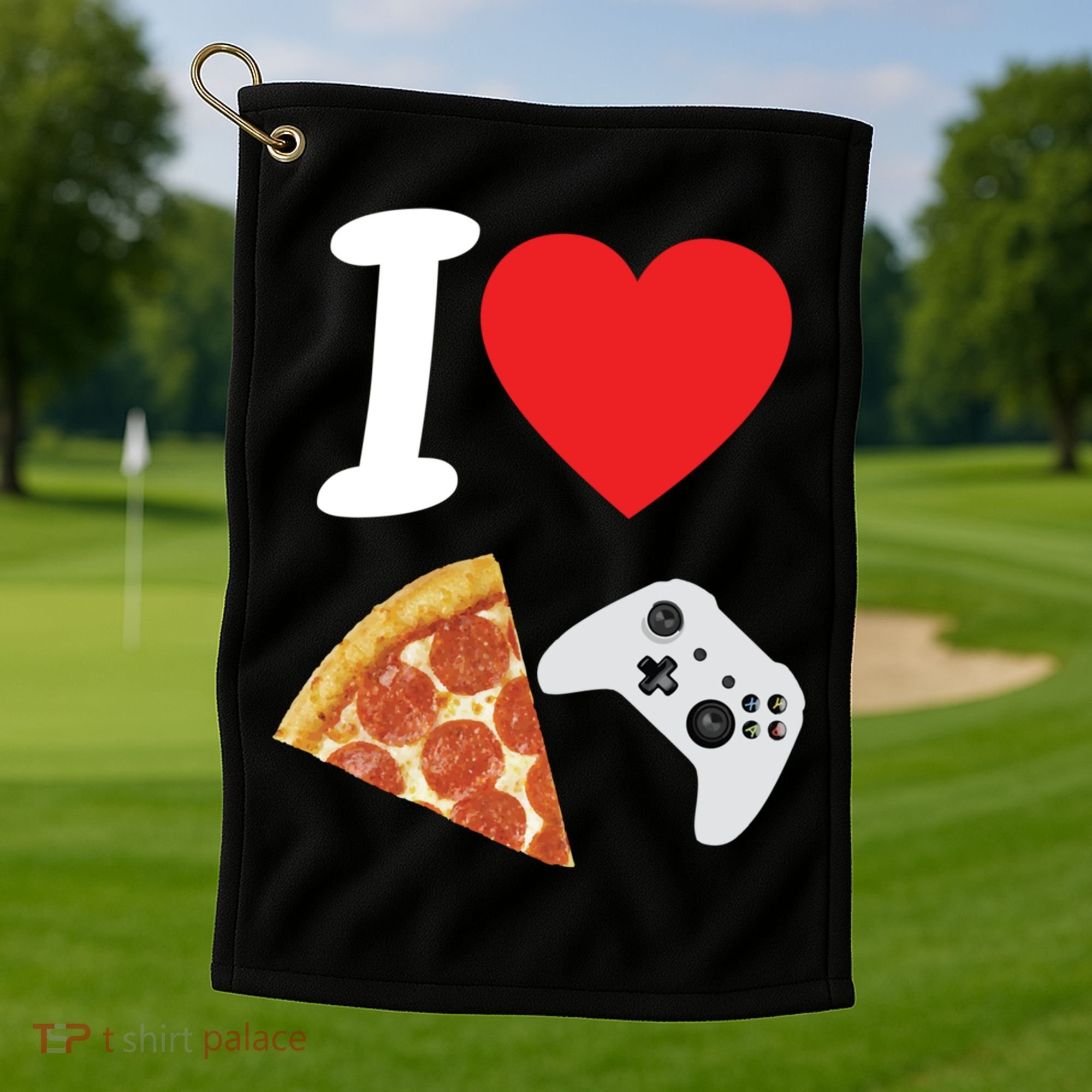 Video Games Gamer Love Pizza Cheese Boys Slice Controller Cute Gift Golf Towel