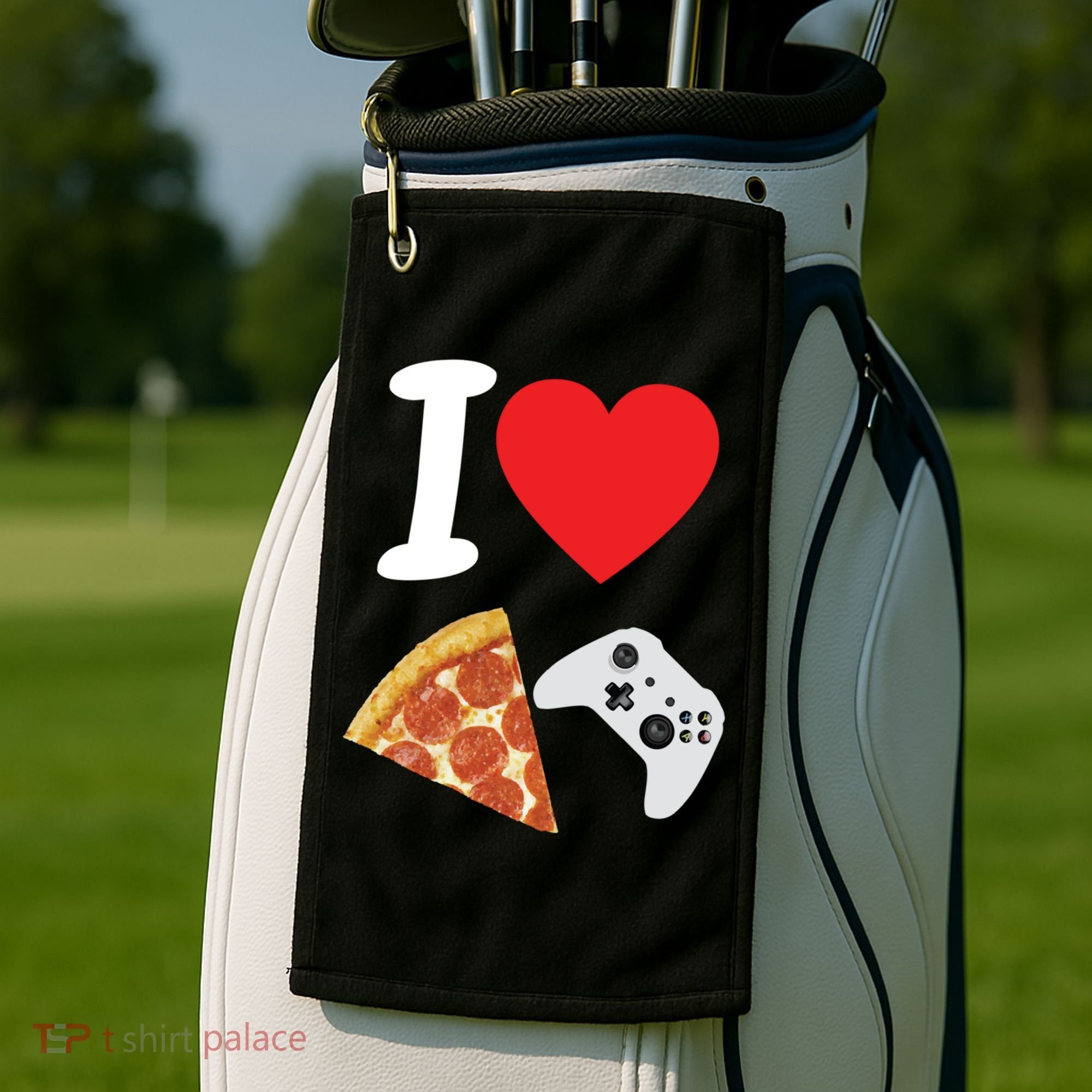 Video Games Gamer Love Pizza Cheese Boys Slice Controller Cute Gift Golf Towel