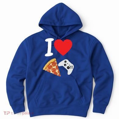 Video Games Gamer Love Pizza Cheese Boys Slice Controller Cute Gift Hoodie