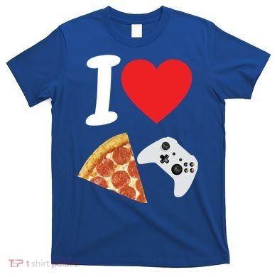 Video Games Gamer Love Pizza Cheese Boys Slice Controller Cute Gift T-Shirt
