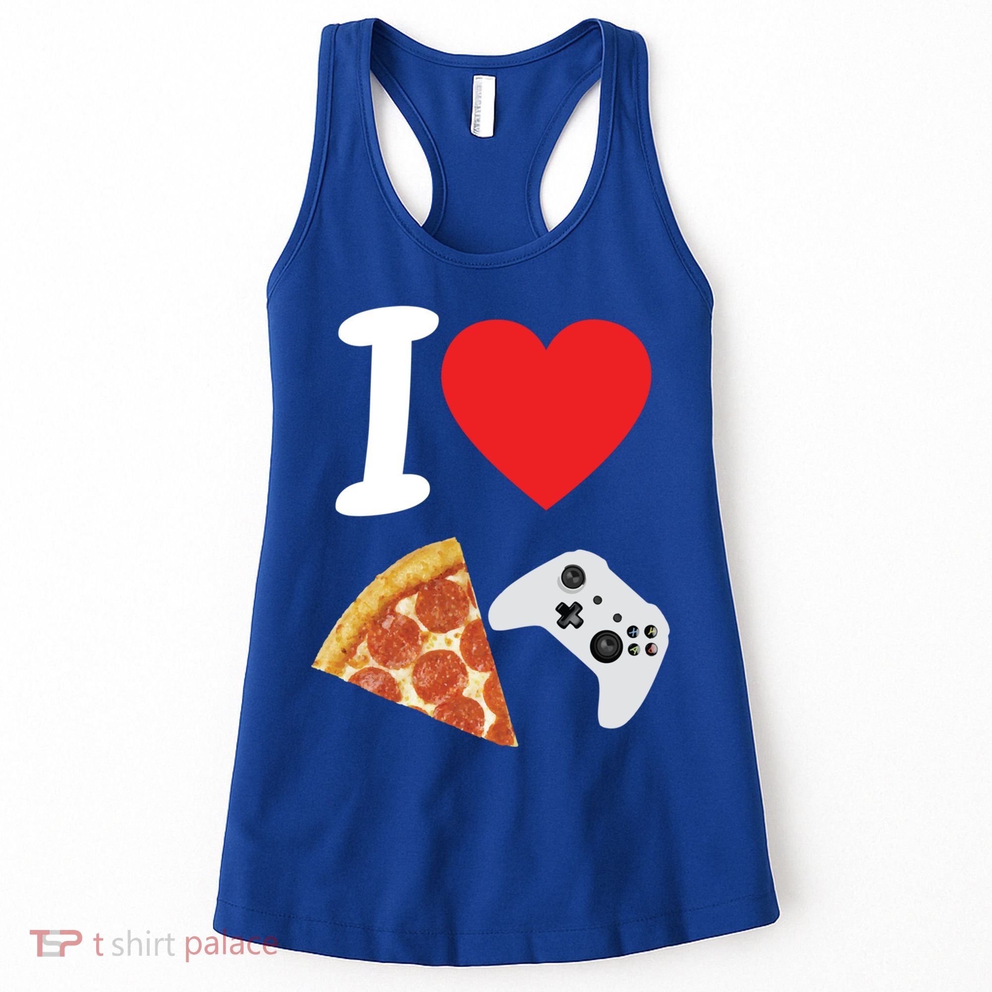 Video Games Gamer Love Pizza Cheese Boys Slice Controller Cute Gift Women's Tank Top