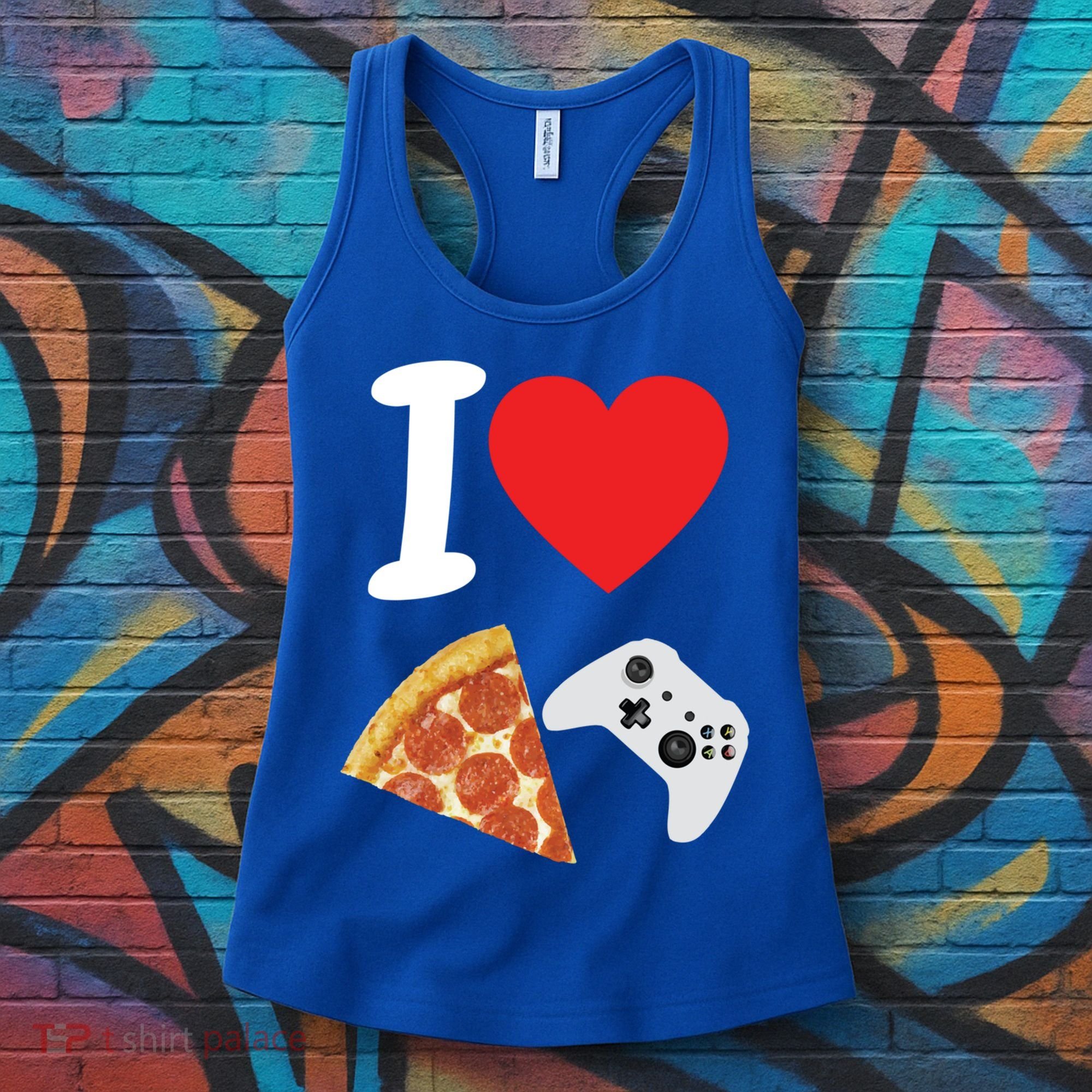 Video Games Gamer Love Pizza Cheese Boys Slice Controller Cute Gift Women's Tank Top