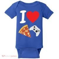 Video Games Gamer Love Pizza Cheese Boys Slice Controller Cute Gift Baby Bodysuit thumb 0