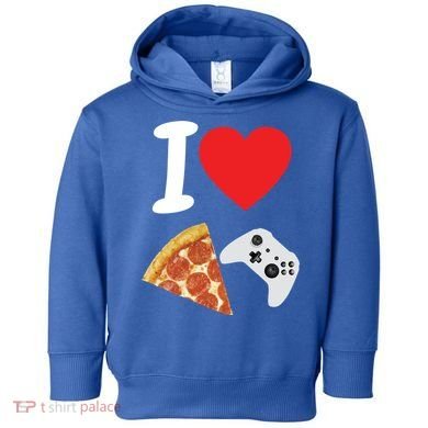 Video Games Gamer Love Pizza Cheese Boys Slice Controller Cute Gift Toddler Hoodie