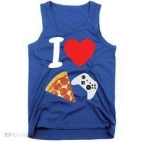 Video Games Gamer Love Pizza Cheese Boys Slice Controller Cute Gift Tank Top thumb 0