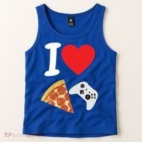 Video Games Gamer Love Pizza Cheese Boys Slice Controller Cute Gift Tank Top thumb 2