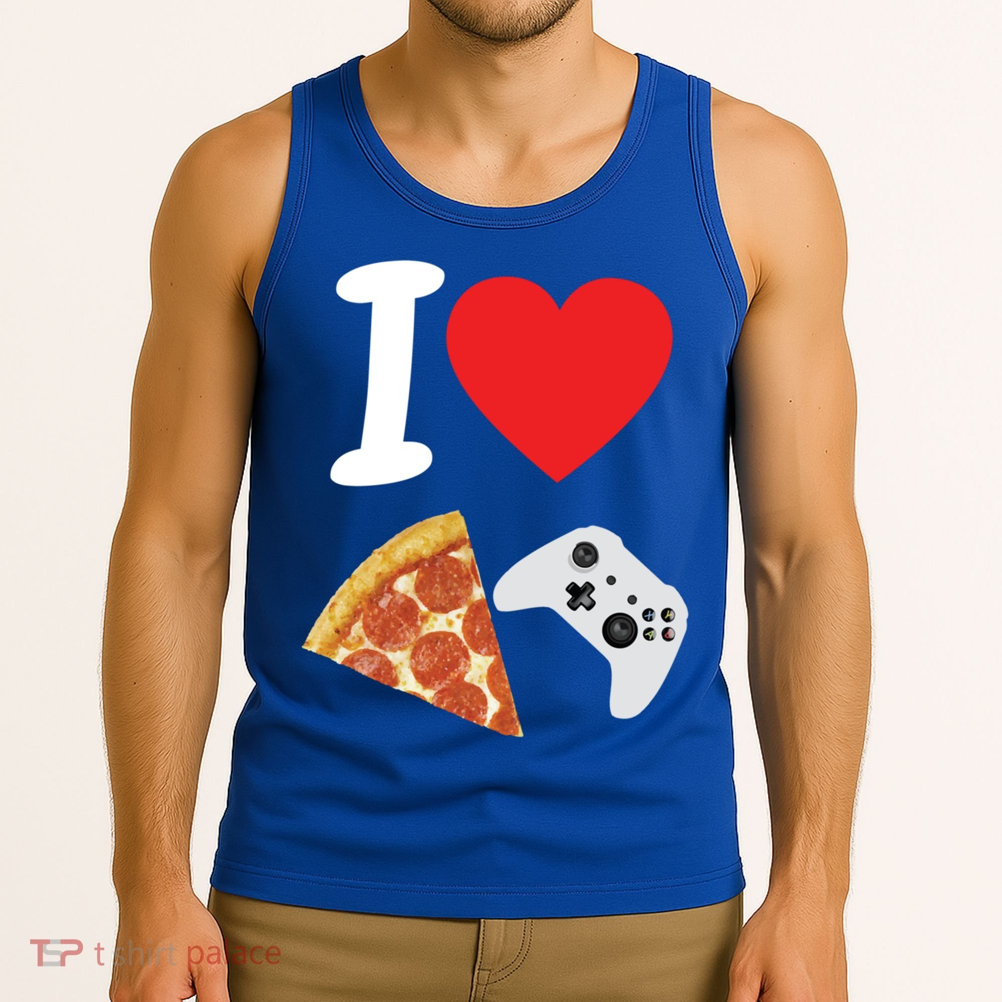 Video Games Gamer Love Pizza Cheese Boys Slice Controller Cute Gift Tank Top