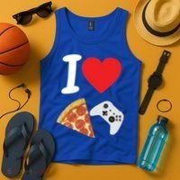 Video Games Gamer Love Pizza Cheese Boys Slice Controller Cute Gift Tank Top thumb 4