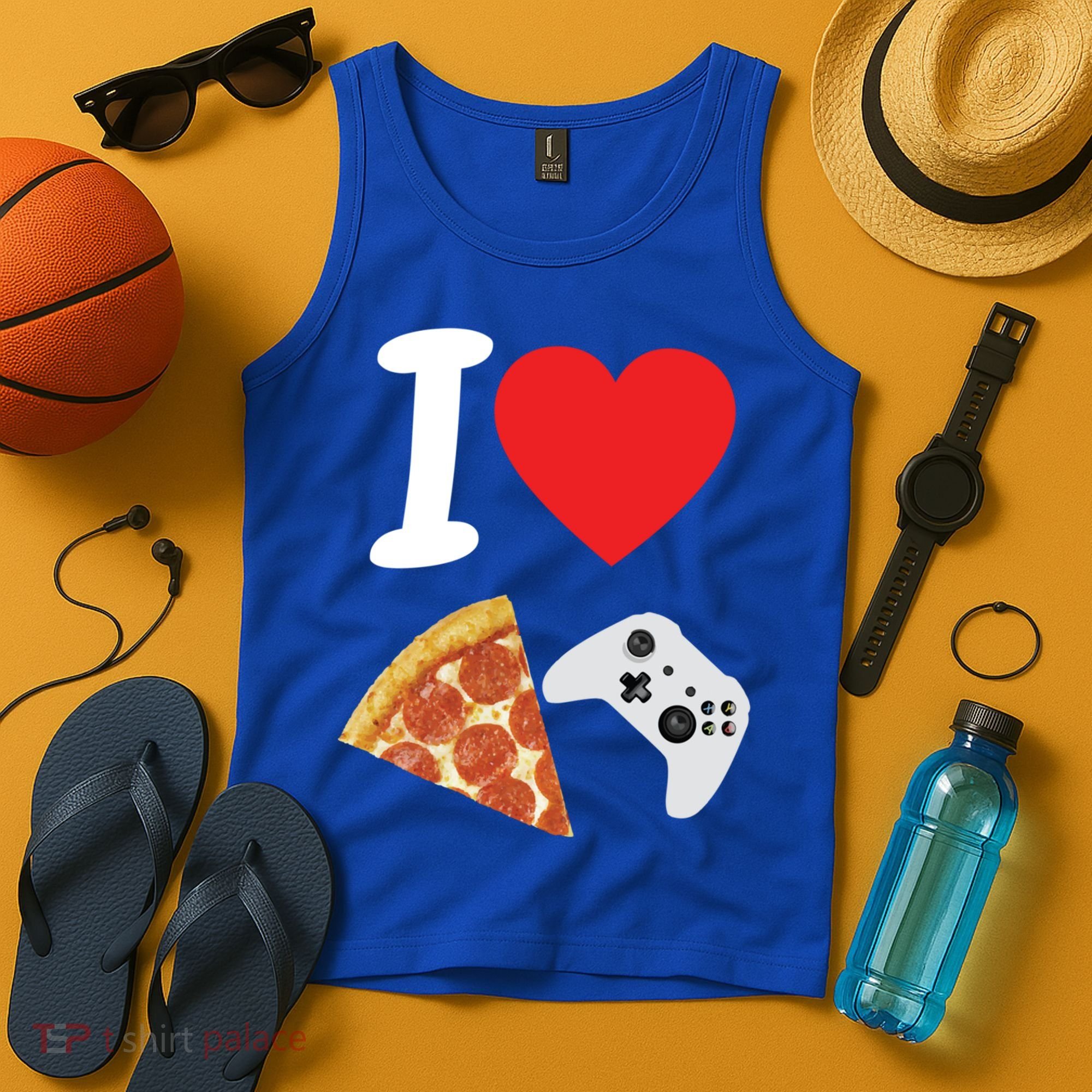 Video Games Gamer Love Pizza Cheese Boys Slice Controller Cute Gift Tank Top