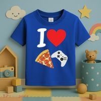 Video Games Gamer Love Pizza Cheese Boys Slice Controller Cute Gift Toddler T-Shirt thumb 3
