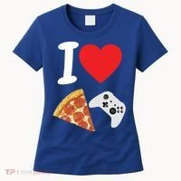 Video Games Gamer Love Pizza Cheese Boys Slice Controller Cute Gift Women's T-Shirt thumb 0