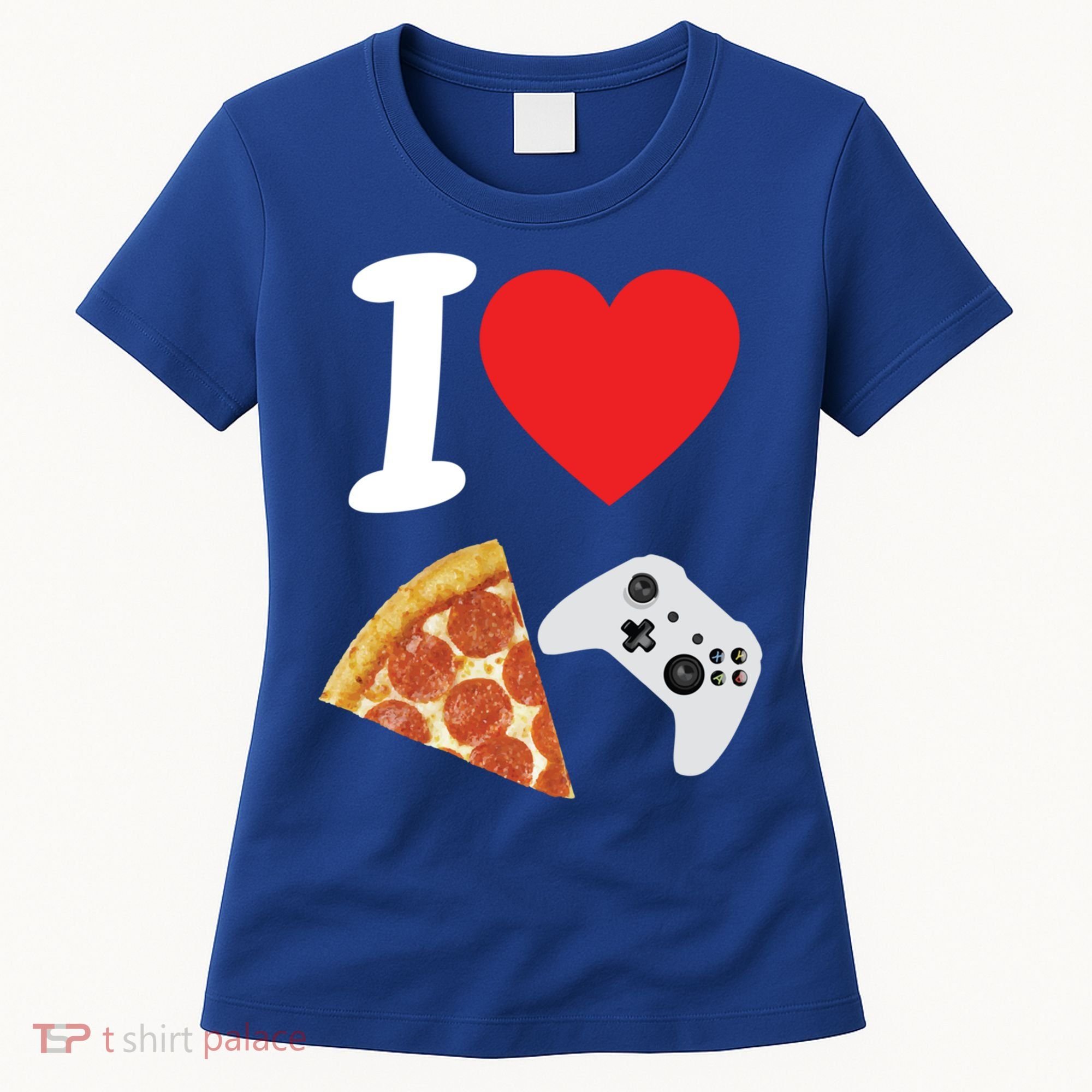 Video Games Gamer Love Pizza Cheese Boys Slice Controller Cute Gift Women's T-Shirt