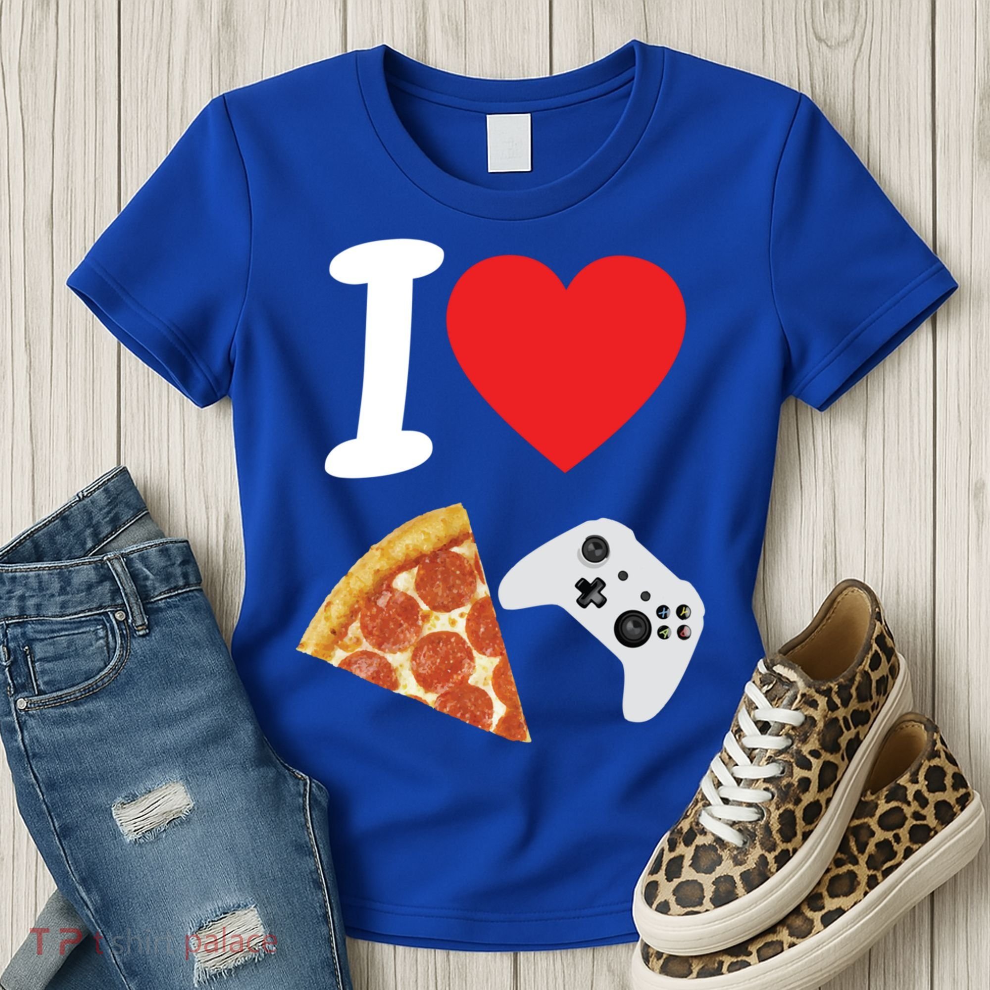 Video Games Gamer Love Pizza Cheese Boys Slice Controller Cute Gift Women's T-Shirt