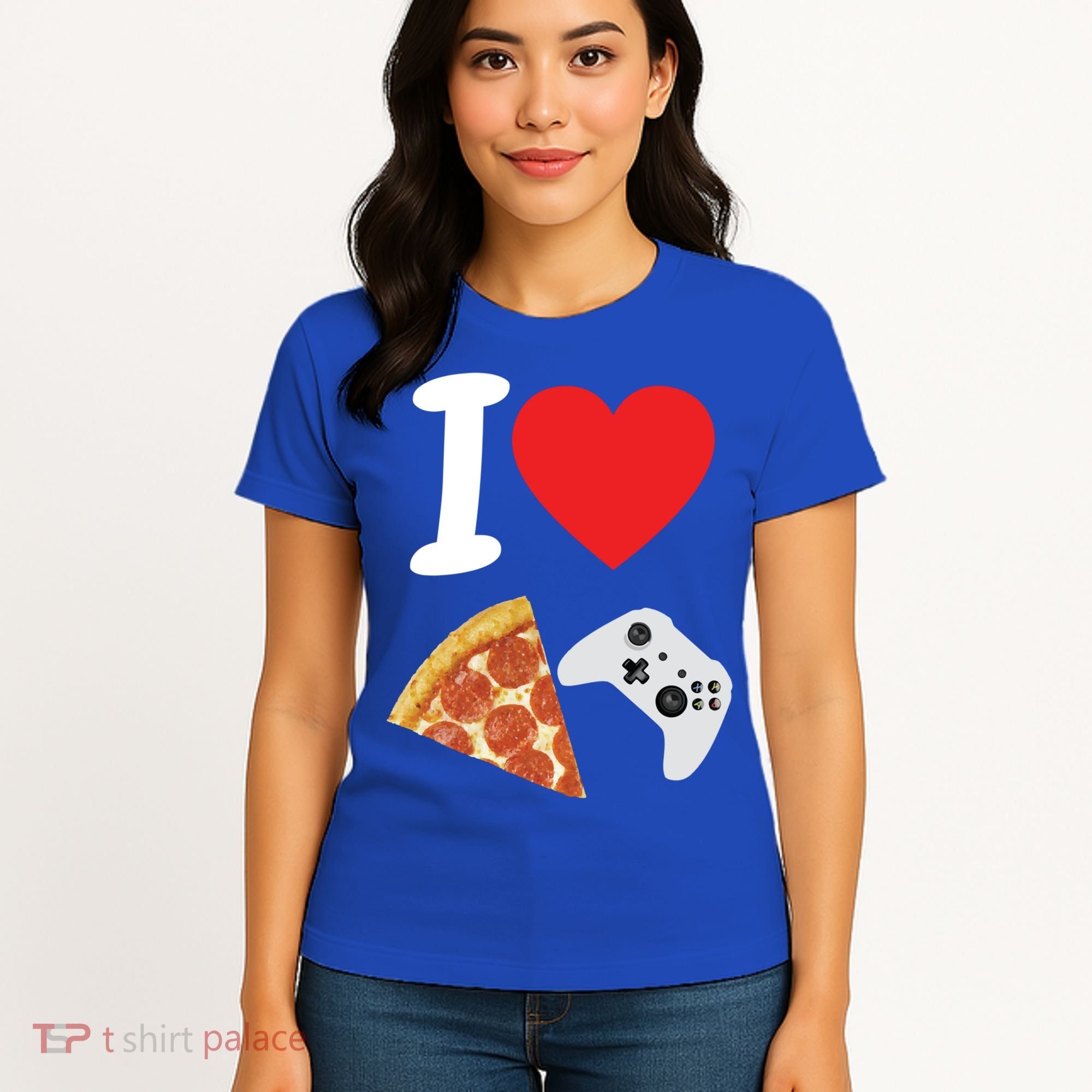 Video Games Gamer Love Pizza Cheese Boys Slice Controller Cute Gift Women's T-Shirt