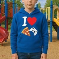 Video Games Gamer Love Pizza Cheese Boys Slice Controller Cute Gift Kids Hoodie thumb 2