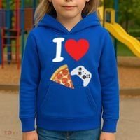 Video Games Gamer Love Pizza Cheese Boys Slice Controller Cute Gift Kids Hoodie thumb 3