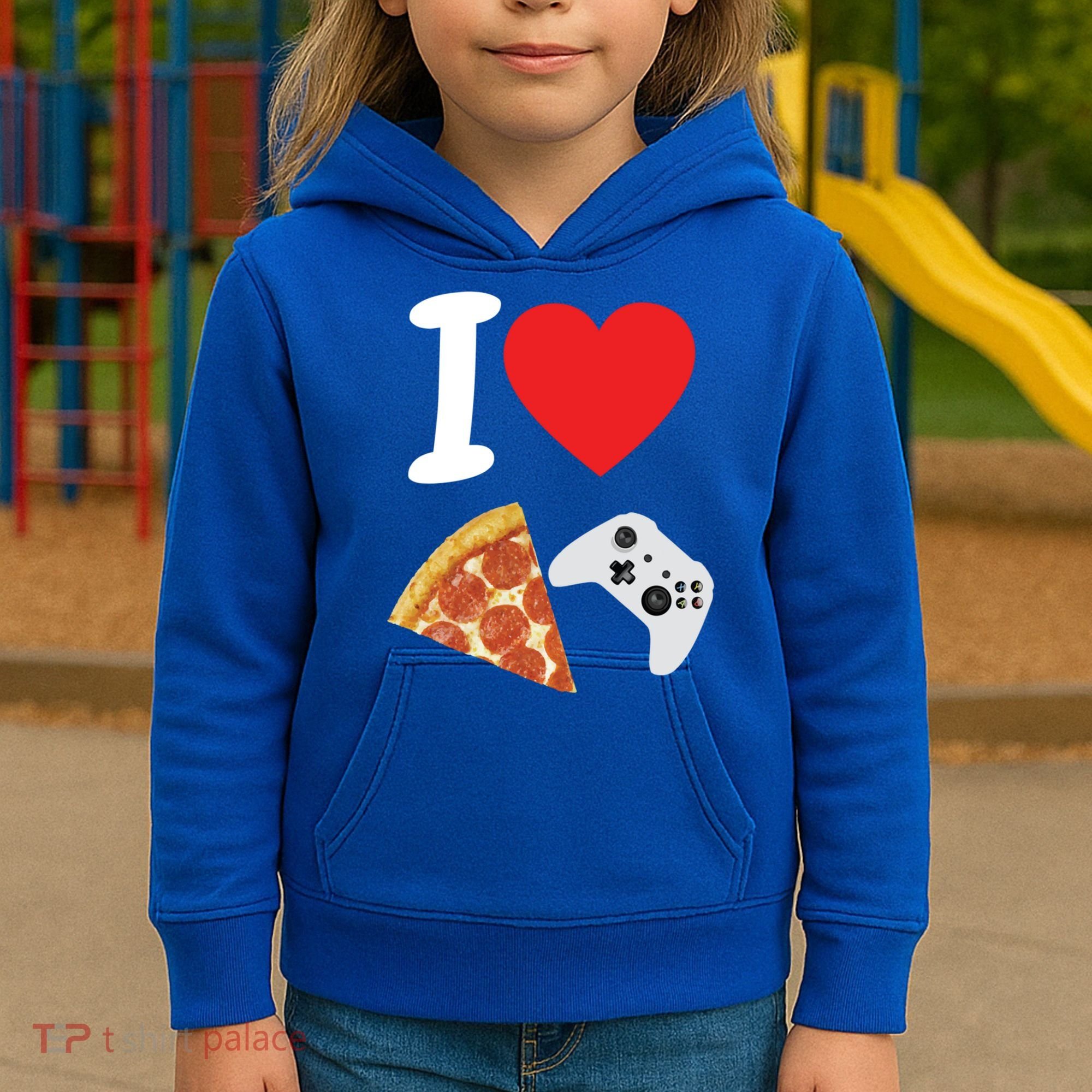 Video Games Gamer Love Pizza Cheese Boys Slice Controller Cute Gift Kids Hoodie