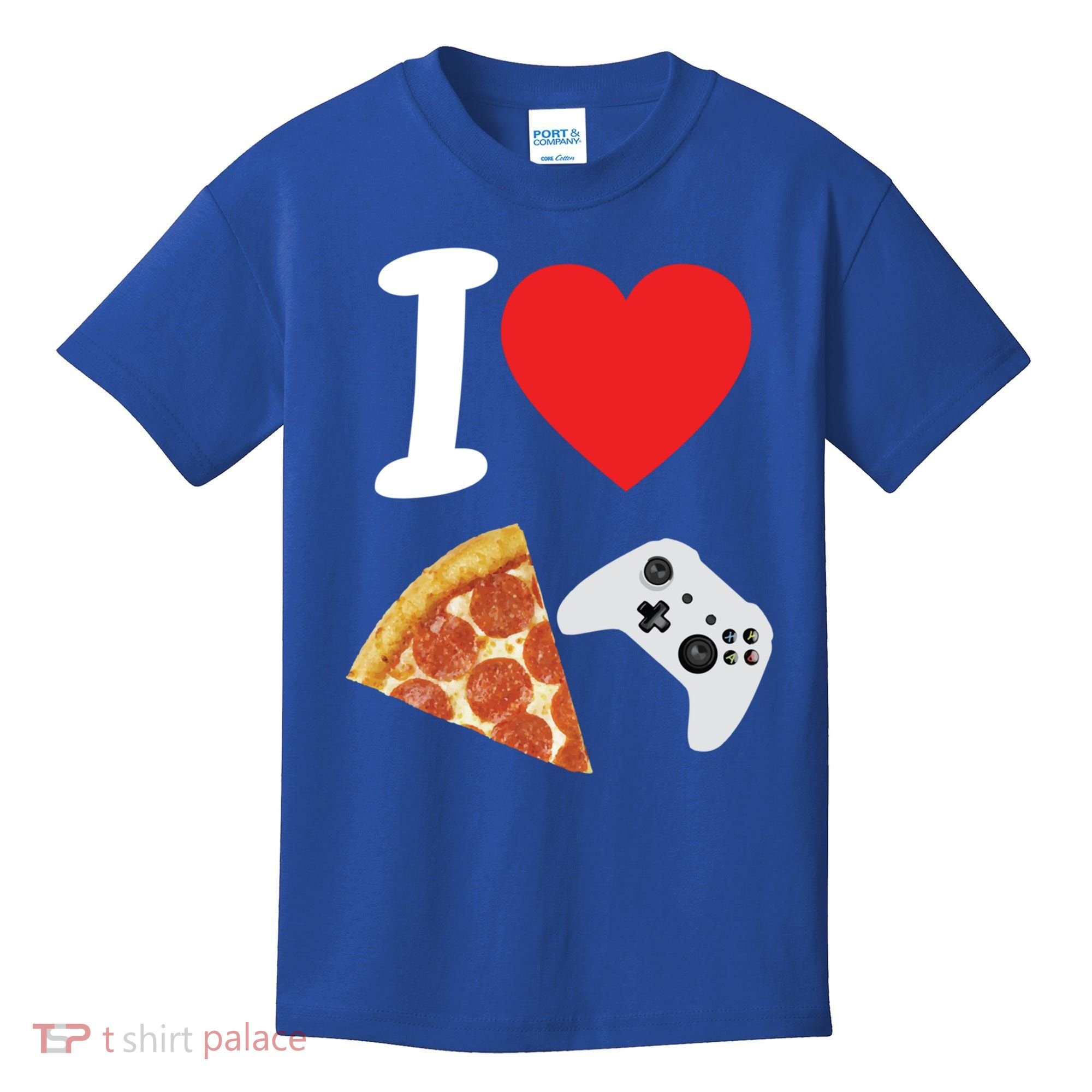 Video Games Gamer Love Pizza Cheese Boys Slice Controller Cute Gift Kids T-Shirt