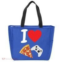 Video Games Gamer Love Pizza Cheese Boys Slice Controller Cute Gift Tote Bag thumb 0