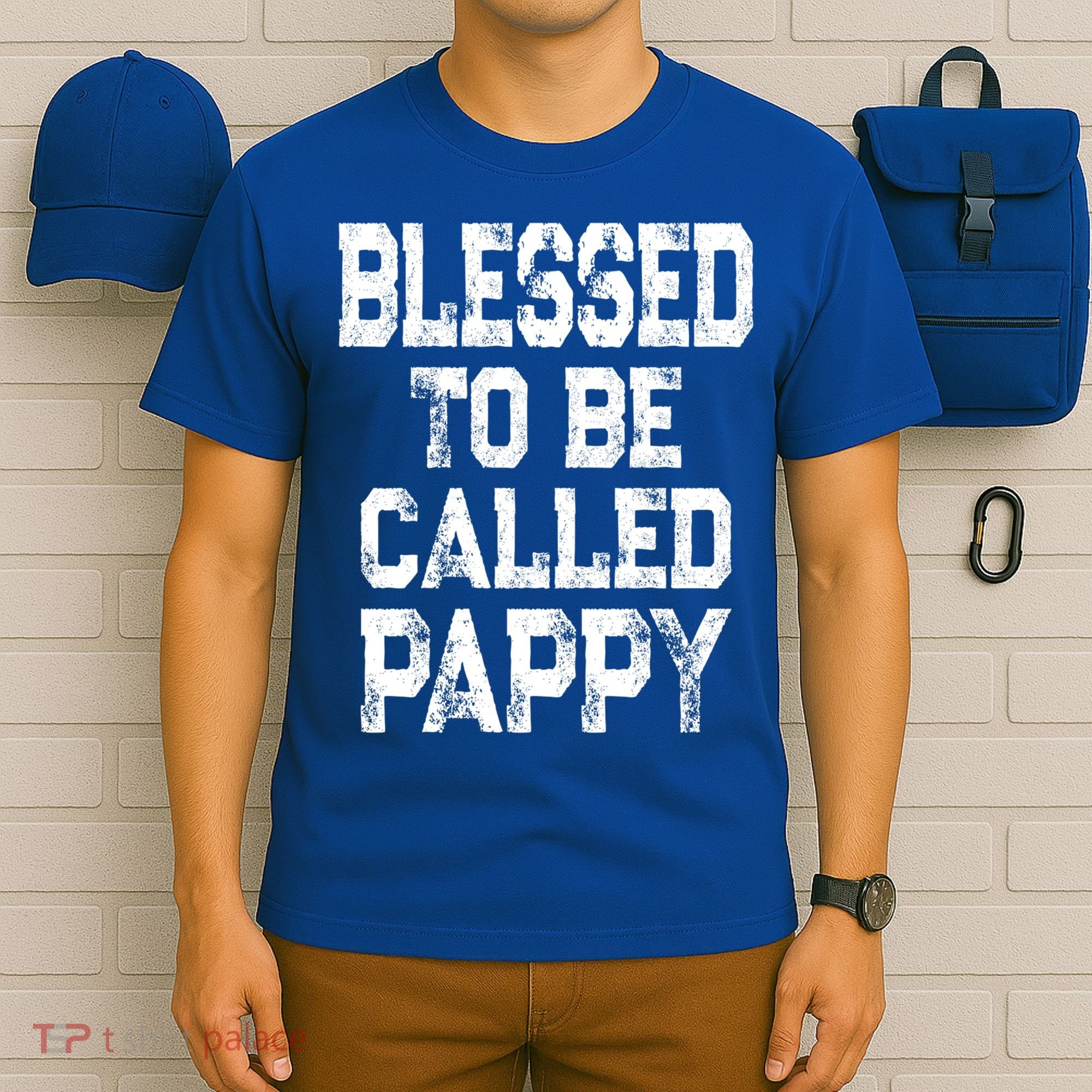 Vintage Grandpa Gift Grey Blessed To Be Called Pappy Cool Gift T-Shirt