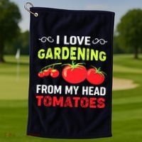 Vegetable Gardener, Gardening, Funny Pun: Head Tomatoes Golf Towel thumb 1