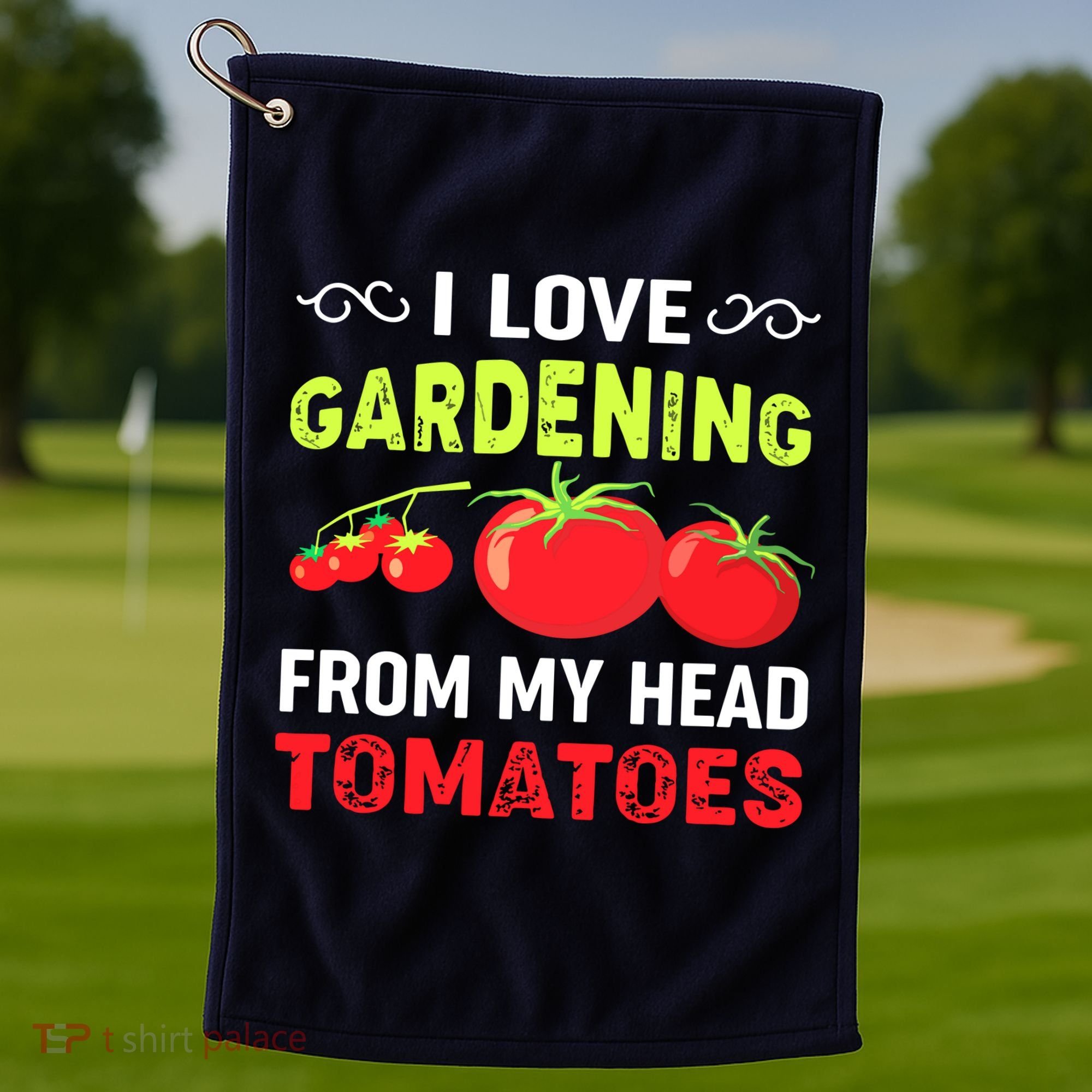 Vegetable Gardener, Gardening, Funny Pun: Head Tomatoes Golf Towel