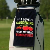 Vegetable Gardener, Gardening, Funny Pun: Head Tomatoes Golf Towel thumb 2