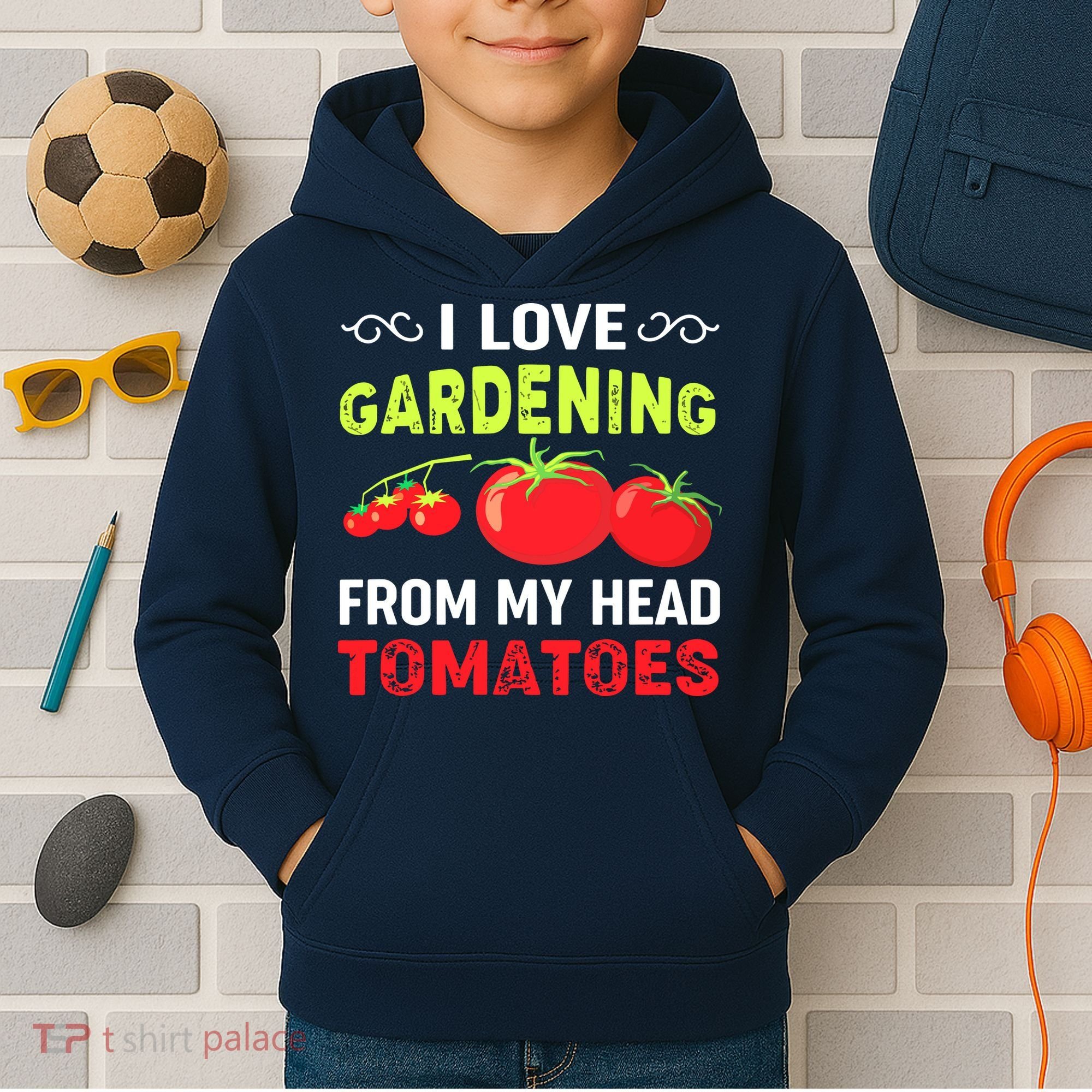 Vegetable Gardener, Gardening, Funny Pun: Head Tomatoes Kids Hoodie