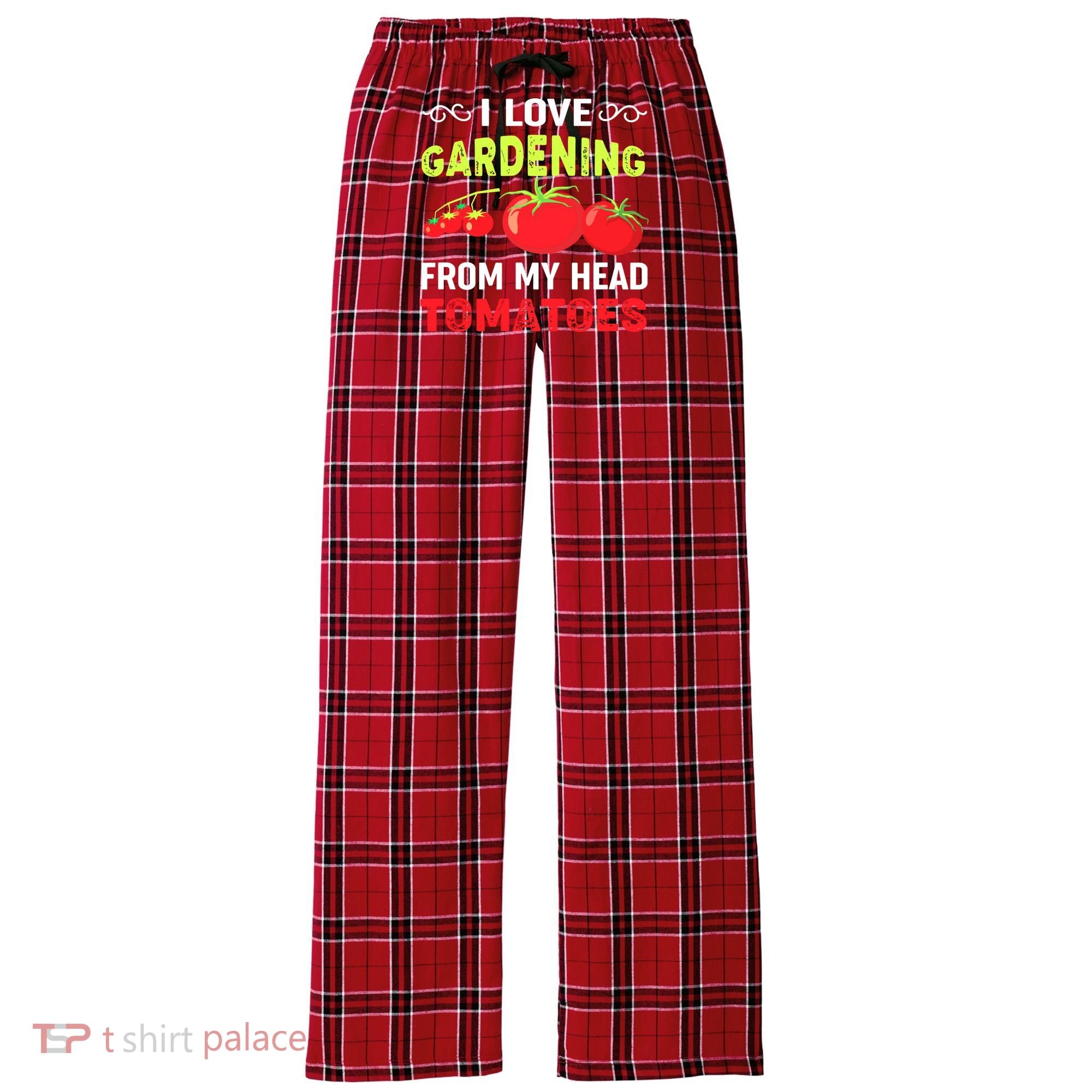 Vegetable Gardener, Gardening, Funny Pun: Head Tomatoes Women's Flannel Plaid Pajama Pants