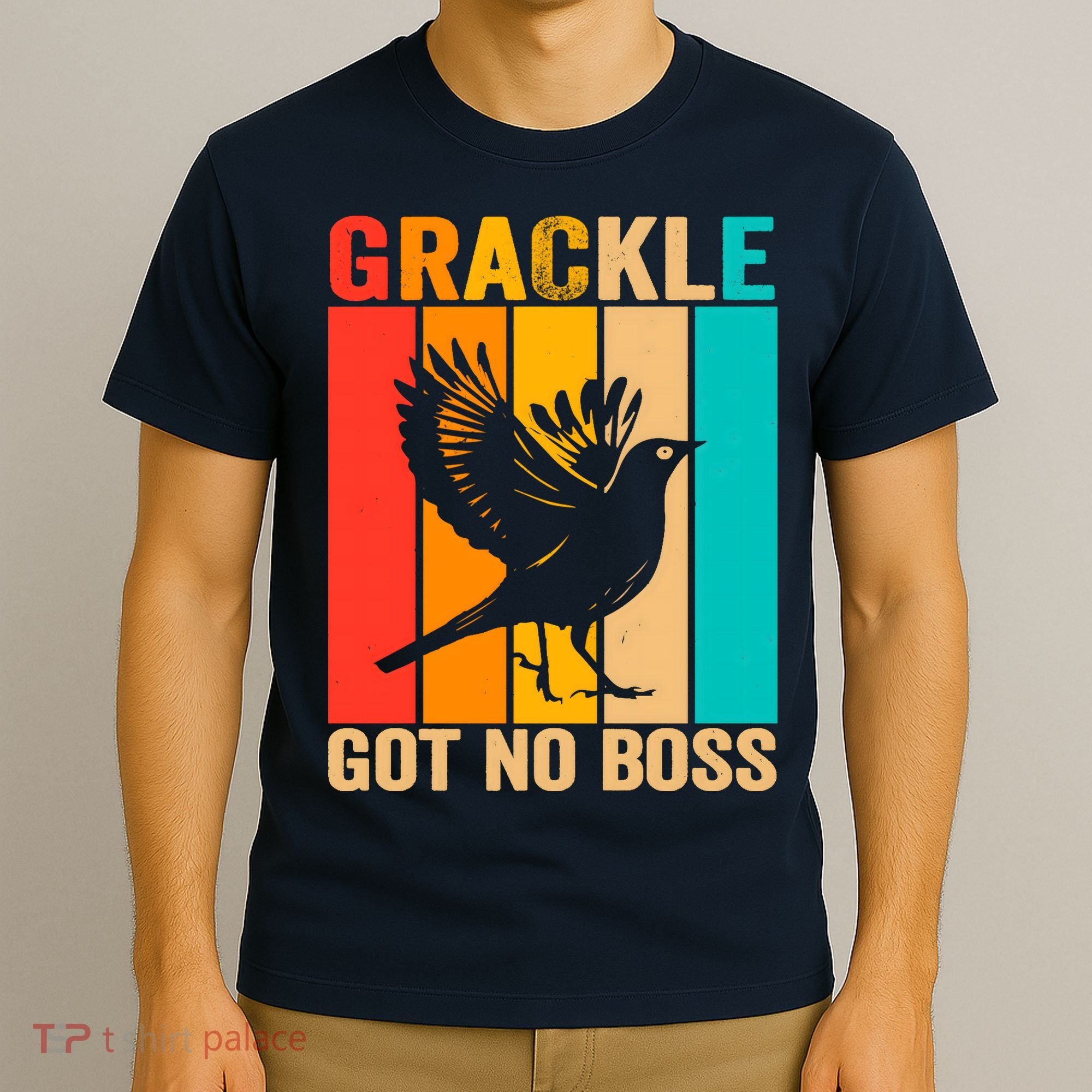 Vintage Grackle Got No Boss Funny Bird Lover  wo T-Shirt