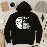 Volleyball Great Gift Hooded Funny Gift Bump Set Spike Repeat Hoodie thumb 3
