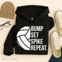 Volleyball Great Gift Hooded Funny Gift Bump Set Spike Repeat Hoodie thumb 4